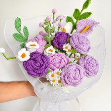 Crochet Rose Bouquet Handmade Yarn Flowers Forever Flower Keepsake Gift for Her
