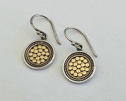 Anna Beck 925 Sterling Silber 18K Gold Vermeil Dot Scheibe Kreis Ohrhänger - Bild 4 von 11