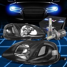 Fit 1999-2000 Honda Civic Ek Type-r Look Headlights Wled Kitcool Fan Black Fit 1999-2000 Honda Civic Ek Type-r Look Headlights Wled Kitcool Fan Black