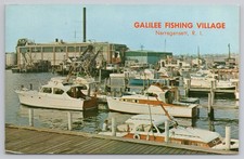 Galilee Fishing Village Narragansett RI Boats Port Rhode Island Vintage Postcard