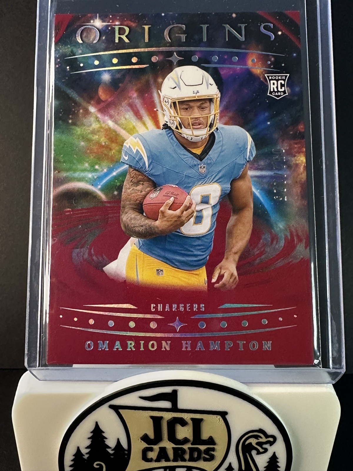 2025 Panini Origins - Omarion Hampton Los Angeles Chargers #134 (RC) Red /225