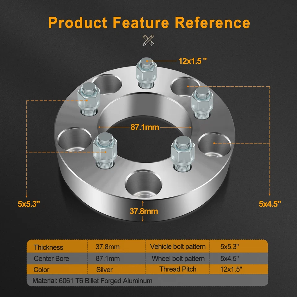 Adaptadores de rueda para Ford F-150 Expedition 1997-2002 4 piezas 1,5" 5x135 a 5x114,3 Foto 3 de 4