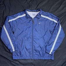 Vintage y2k 00s Nike Sportswear Navy Blue Track Windbreaker Jacket Silver Tag M