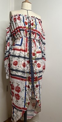 Sheike off- shoulder midi dress, floral, long-sleeve , new without tags