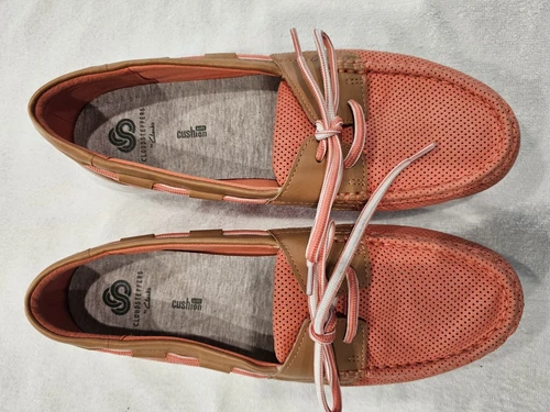 CLARKS Scarpe Clark Cloudsteppers nuove senza scatola slip on donna taglia 9 5 corallo e marrone