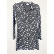 American Eagle Floral Ribbed Button Front Mini Dress Womens Small Dark Gray