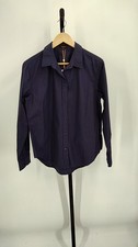 Quince Men Women 100% Organic Cotton Poplin Long Sleeve Shirt Navy M