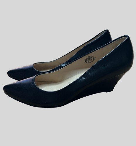 Zapatos de tacón de cuña superior de cuero negro Nine West talla 8 para mujer - Imagen 6 de 12