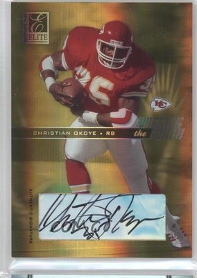 2004 Donruss Elite Passing the Torch 86/100 Christian Okoye #PT-15 Auto 1h1