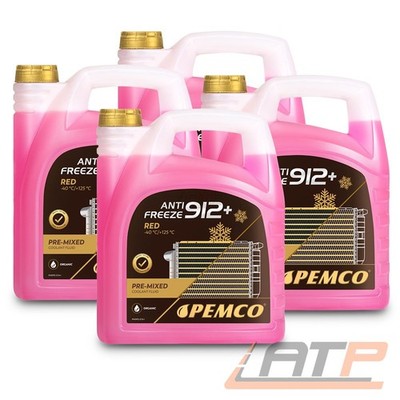 PEMCO 4x 5 L LITER ANTIFREEZE 912+ (-40°C) KÜHLERFROSTSCHUTZ FROSTSCHUTZ ROT