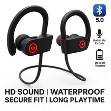 Wireless Bluetooth Headphones, Sports Earphones with Microphone for Calls