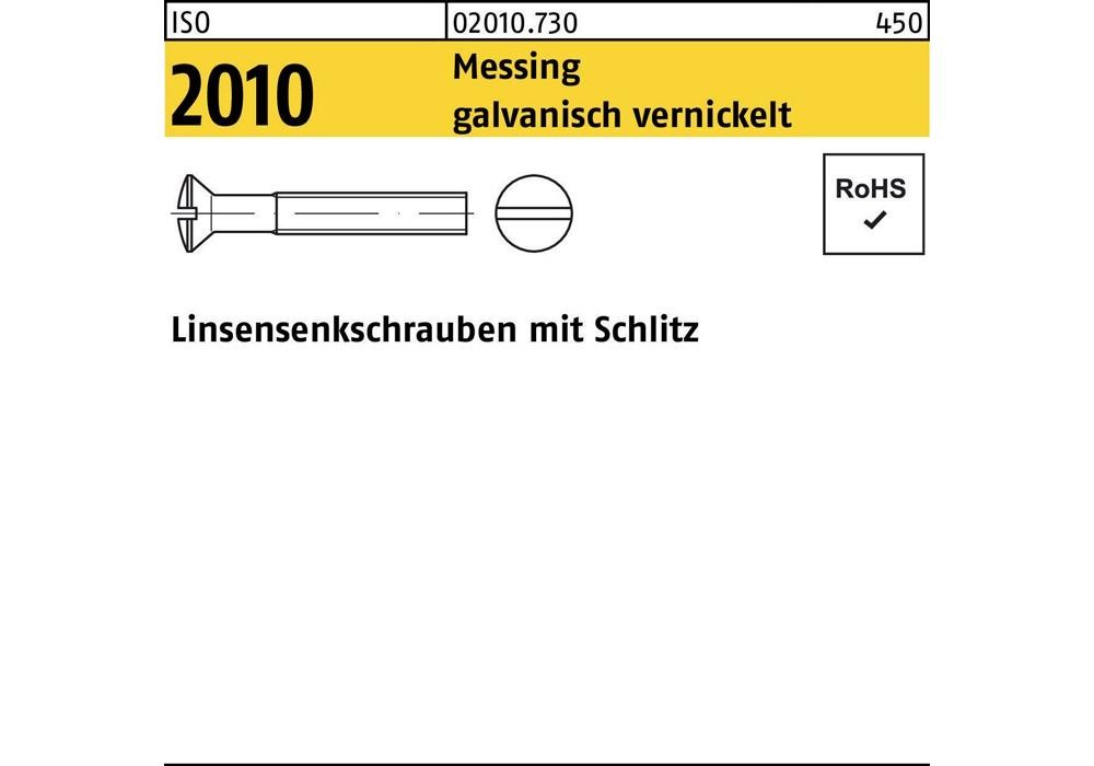 Reyher Linsensenkschraube ISO 2010 m.Schlitz M 3 x 8 Messing galvanisch verni...