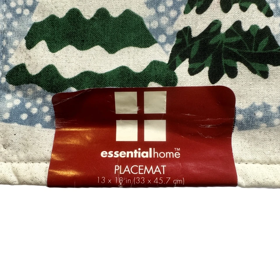 NEW Essential Home Winter Snowman Holiday Placemats Set Of 4 Blue White Cottage - Image 4 of 4