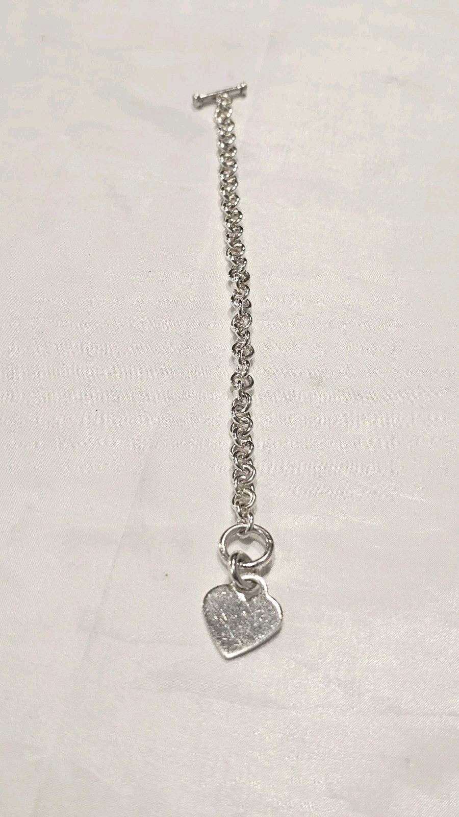 Solid 925 Sterling Silver Heart Toggle Link Brace… - image 12