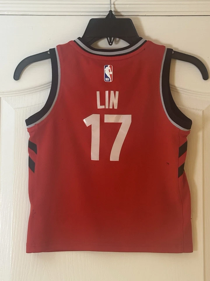Camiseta deportiva roja Nike Toronto Raptors Jeremy Lin #17 para niños talla mediana 5-6 Foto 2 de 4
