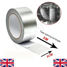Silver Exhaust Heat Wrap Manifold Downpipe High Temp Bandage Tape 5m5cm