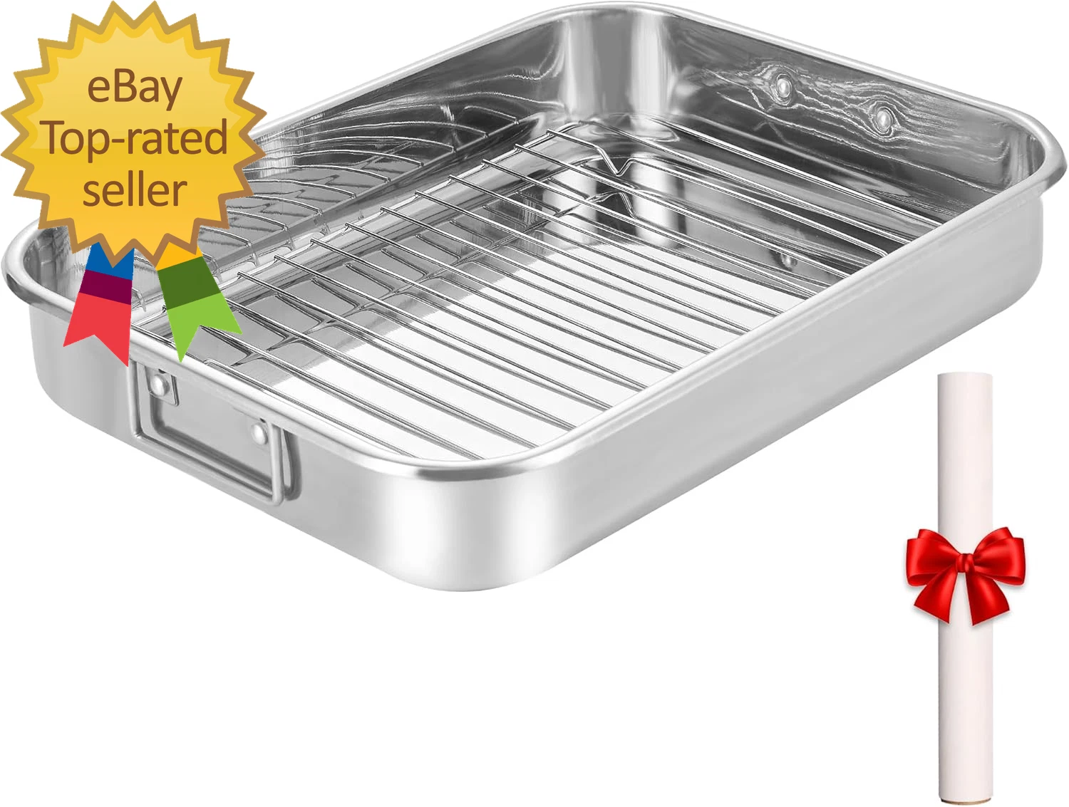 Stainless Steel Roasting Oven Pan Roaster Pans with Rack & Handles
Opens in a new window or tab