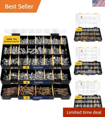 Ultimate 2300-Piece Hardware Kit - Machine Screws, Bolts & Washers Included