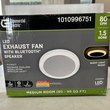 Commercial Electric 80 CFM 1.5 Sones Ceiling Bathroom Exhaust Fan with Bluetooth