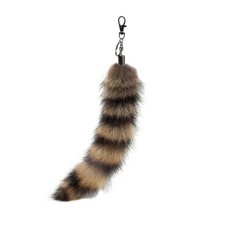 Fluffy Therian Raccoon Tail Keychain - Soft Raccoon Fur, Durable, Perfect for Co