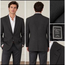 Christian Dior Monsieur Mens Herringbone Blazer Jacket Black *42R* USA Made