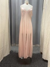 Vintage Olga Pink Nylon Lace Panels Full Sweep Long Nightgown XL 92265 Nightuie