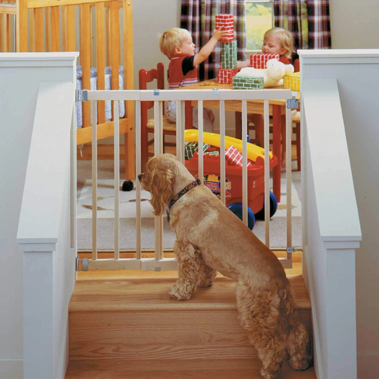 Toddleroo Wooden Baby Gate Adjustable Safety Gate for Stairs Doorways 30 Inch