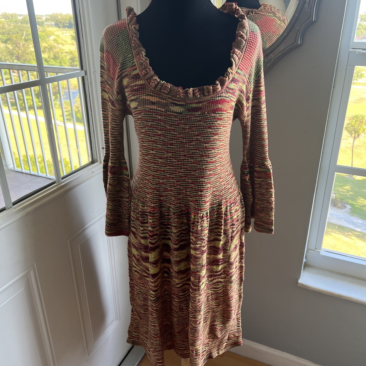 M Missoni Long Sleeve Dress DELIZIA Colorful Striped Knit Size 48-14 M Missoni Long Sleeve Dress DELIZIA Colorful Striped Knit Size 48-14