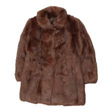 Elegance Womens Brown Heavyweight Fur Overcoat | Vintage High End Luxury Vtg