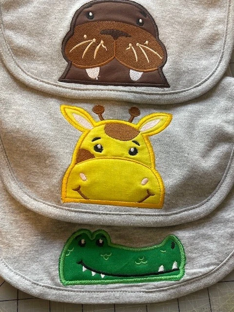 babero bebé conjunto de 3 animales de la selva safari jirafa morsa cocodrilo caimán Foto 2 de 4