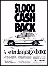 1989 Hyundai Excel 1000 deal Vintage Advertisement Print Art Ad J98