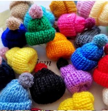 Dollhouse Doll Pom Pom Knit Hat 1/12 Scale Sets Random Brilliant Colors 1.5"
