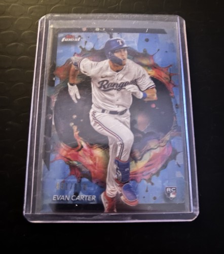 2024 Topps Finest Baseball Evan Carter Blue Rookie /150 Rare Subset Rangers #290