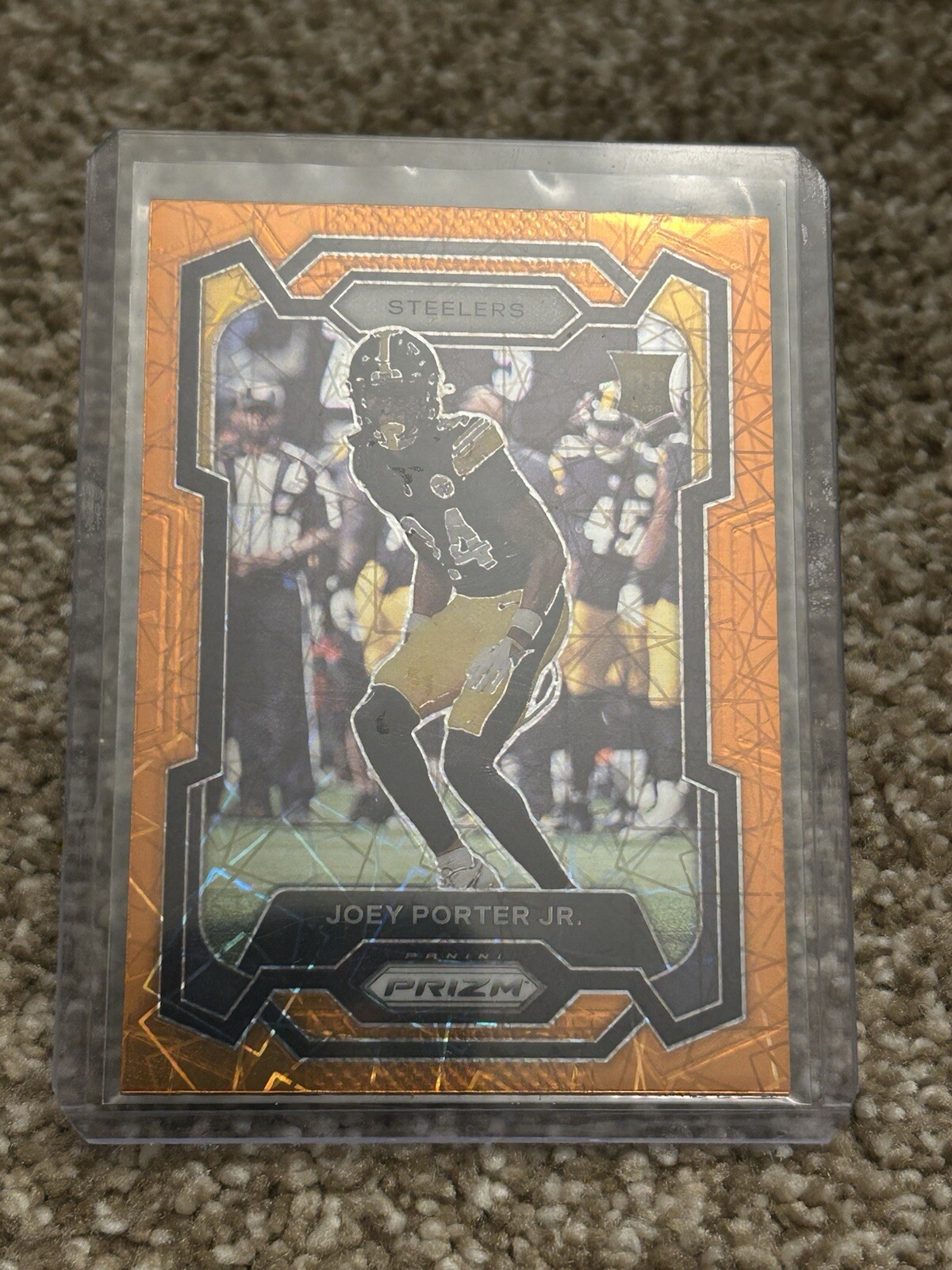 2023 Panini Prizm Joey Porter Jr. RC #386 Orange Lazer Prizm Steelers Rookie