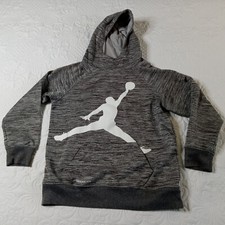 Jumpman Jordan Hoodie Sweatshirt Boys L 12-13 Yrs Black Gray Therma Fit EUC