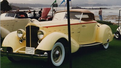 1936 Packard 120 Convertible Yellow Elegant Design Vintage Appeal Scenic Show