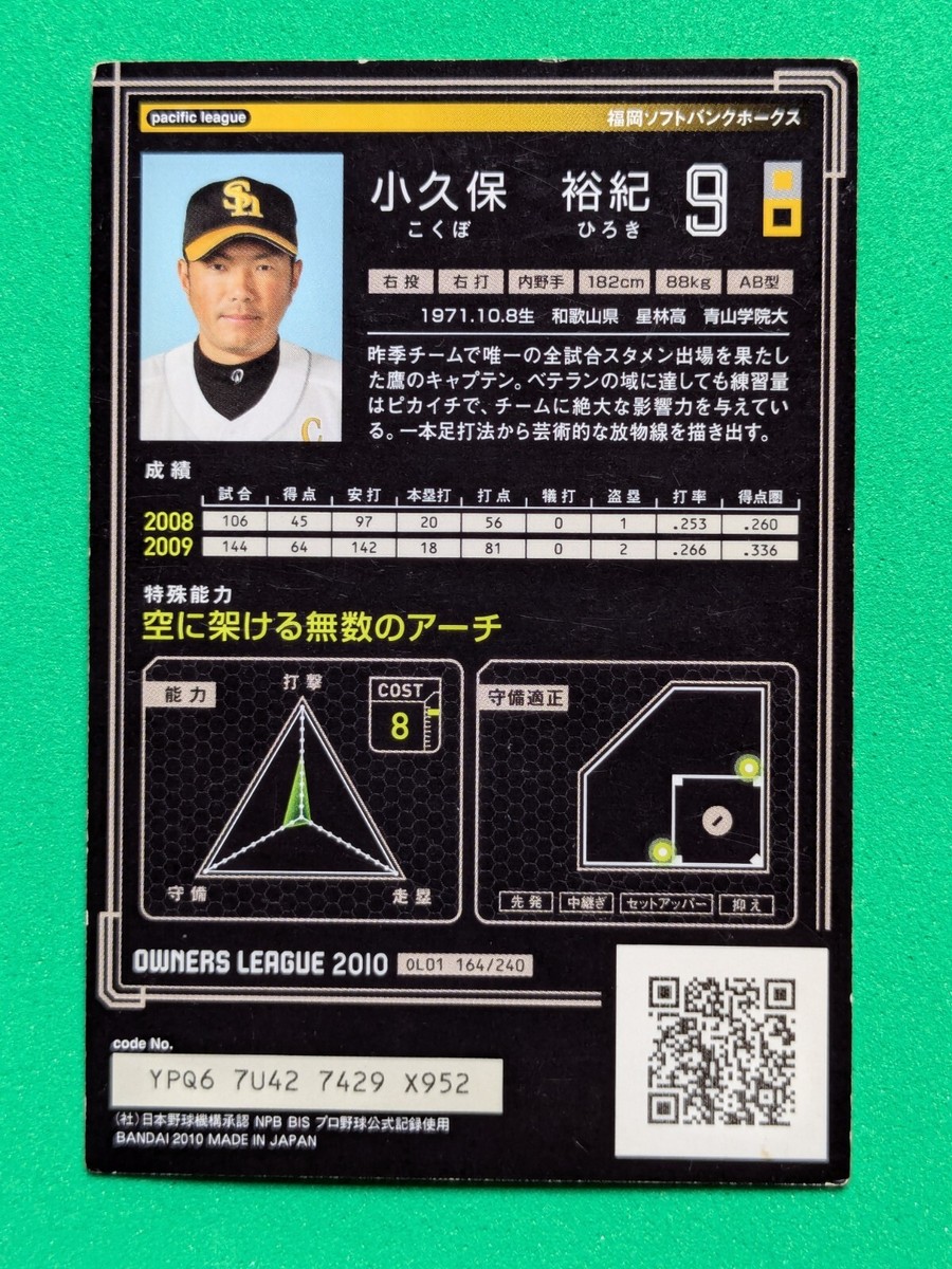 HIROKI KOKUBO FUKUOKA SOFTBANK HAWKS 9 JAPAN PRO BASEBALL