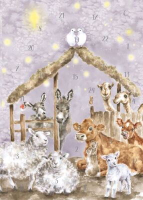 Wrendale Designs Away in a Manger Christmas Advent Calendar Card - Novelty Gift