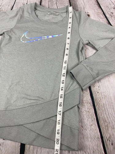 Nike Dri-Fit Size 6X Gray Pullover Holograph Swoosh Graphic Sweatshirt LKNW - Picture 5 of 6