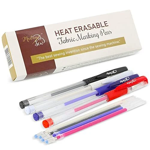 Madam Sew Heat Erasable Fabric Marking Pens With 4 Refills for Quilting Sewing