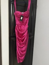 Fashion Nova With Love Satin Midi Dress. Size Small/Magenta(New)