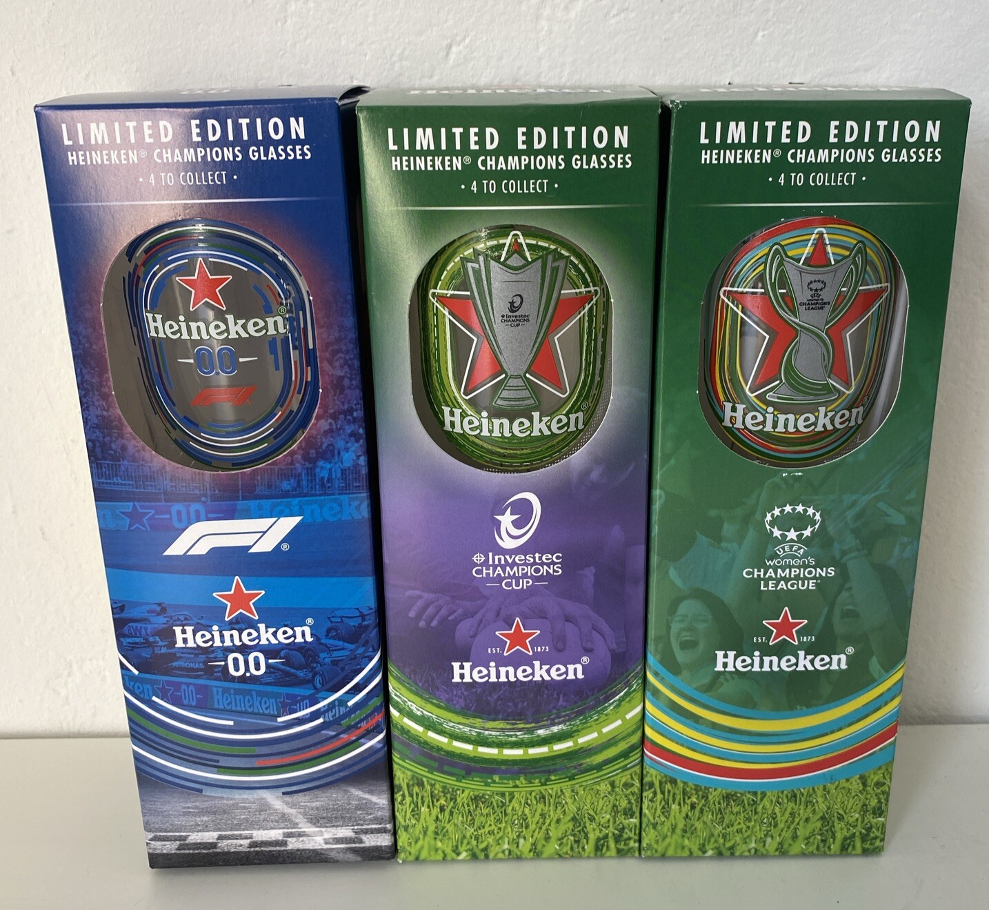 Heineken Limited Edition Champions Glasses x 3 NEW. eBay