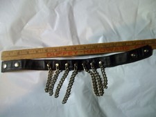 Black Leather with Chains Choker- Collar Necklace