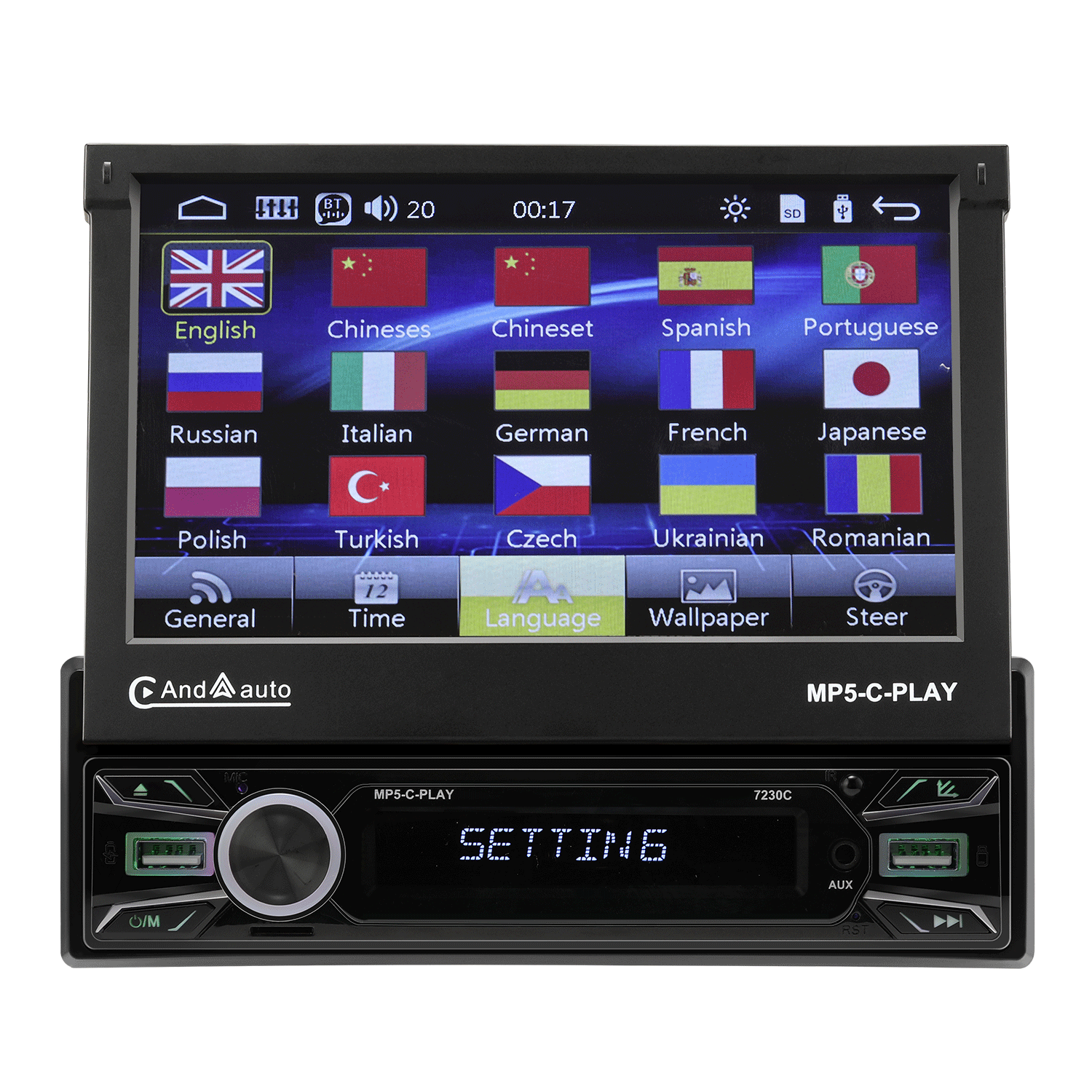 7" Single 1Din Flip Out Carplay Car Radio Stereo GPS Sat Nav WIFI BT