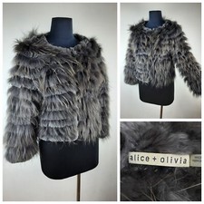 Cappotto in vera pelliccia 100% grigio morbido soffice giacca festa occasione designer 
