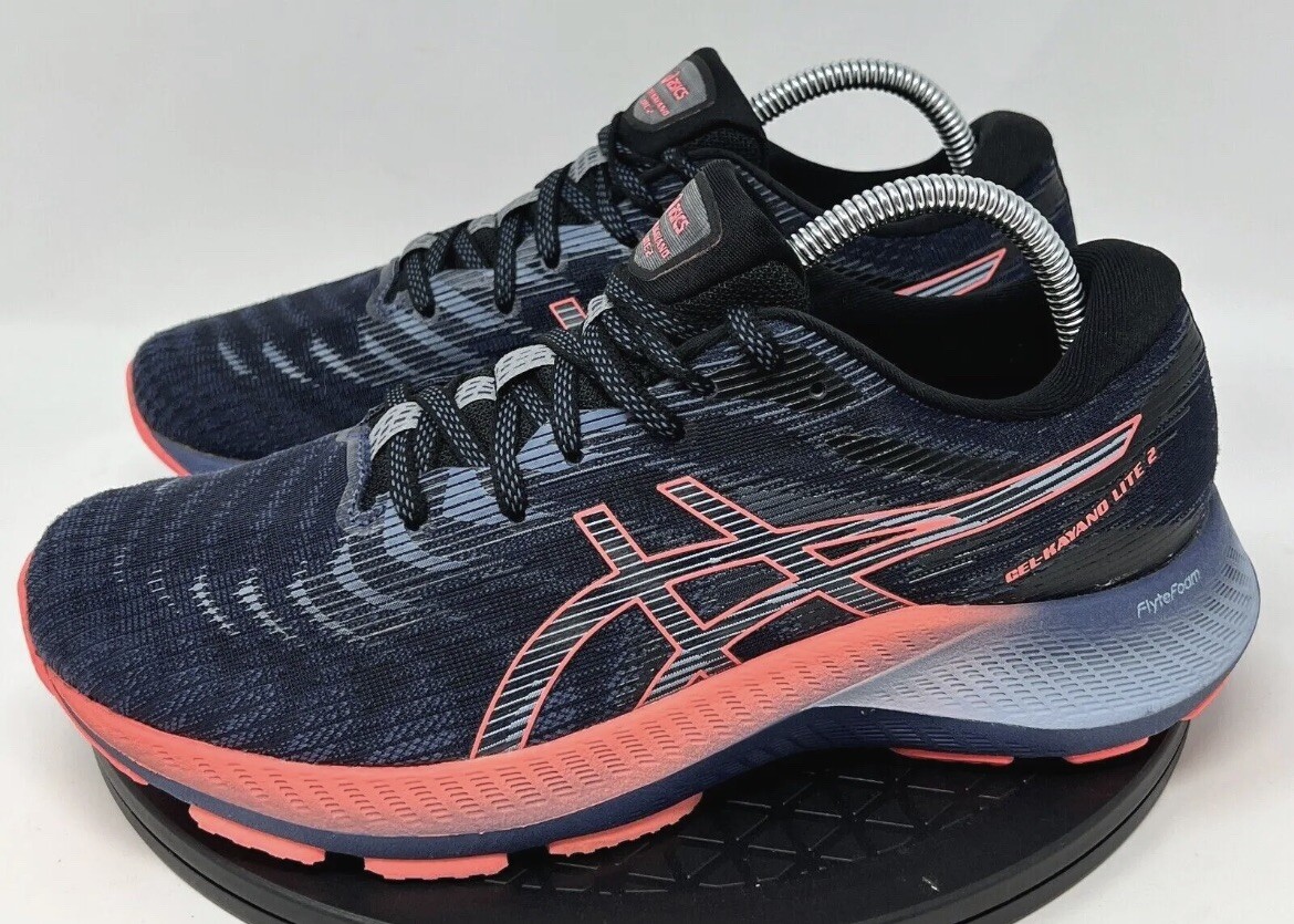 Asics Gel Kayano Lite 1012B071 Navy Coral Running Shoes Womens