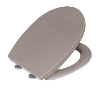 WENKO Premium Kunststoff WC Sitz Tilos Taupe mit Absenkautomatik Bad Gäste WC