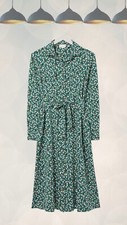 Ex Fat Face Women’s Sarah Ditsy Print Jersey Shirt Dress in Dusky Green