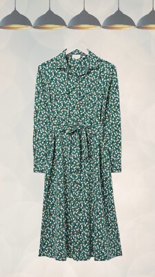 Ex Fat Face Women s Sarah Ditsy Print Jersey Shirt Dress in Dusky Green