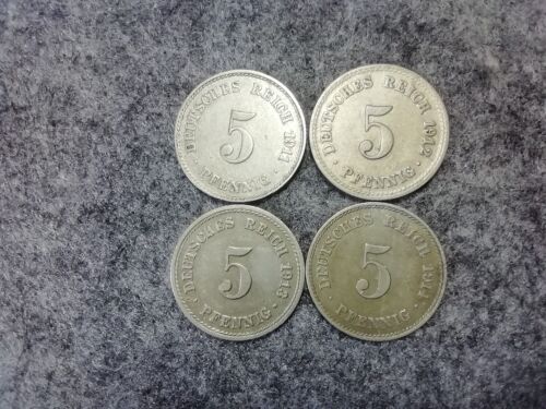Umlaufmünzen 4 x 5 Reichspfennig, 1911/1912/1913/1914 - Bild 1 von 3